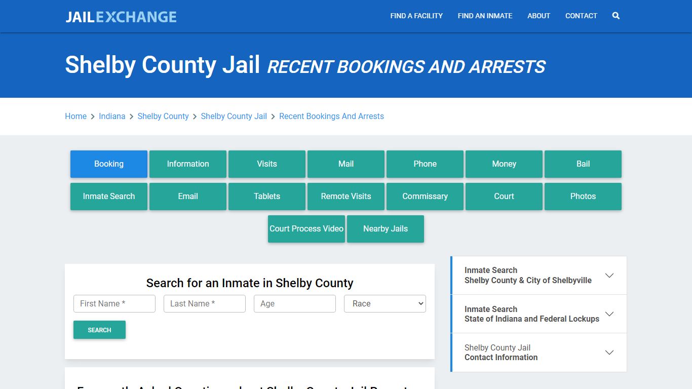 Shelby County Jail Recent Bookings And Arrests - Jail Exchange